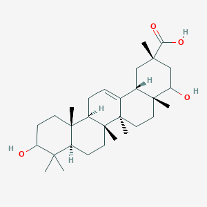molecular formula C30H48O4 B1259539 (2S,4aR,6aR,6aS,6bR,8aR,12aR,14bS)-4,10-dihydroxy-2,4a,6a,6b,9,9,12a-heptamethyl-1,3,4,5,6,6a,7,8,8a,10,11,12,13,14b-tetradecahydropicene-2-carboxylic acid 