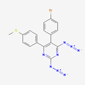 molecular formula C17H11BrN8S B12595432 Pyrimidine, 2,4-diazido-5-(4-bromophenyl)-6-[4-(methylthio)phenyl]- CAS No. 651316-45-9