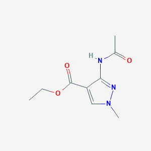 molecular formula C9H13N3O3 B12595497 1H-Pyrazole-4-carboxylic acid, 3-(acetylamino)-1-methyl-, ethyl ester CAS No. 877679-20-4