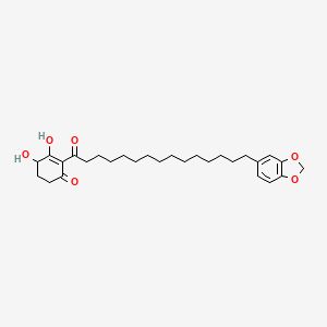 molecular formula C28H40O6 B1259553 2-[15-(1,3-苯并二氧杂环-5-基)十五烷酰]-3,6-二羟基-2-环己烯-1-酮 