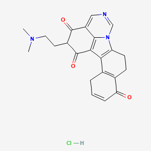 molecular formula C22H22ClN3O3 B1259574 18-[2-(Dimethylamino)ethyl]-12,14-diazapentacyclo[10.7.1.02,11.03,8.016,20]icosa-1(20),2(11),3(8),5,13,15-hexaene-7,17,19-trione;hydrochloride 
