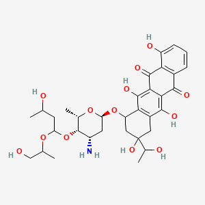 7-[(2R,4S,5S,6S)-4-amino-5-[3-hydroxy-1-(1-hydroxypropan-2-yloxy)butoxy]-6-methyloxan-2-yl]oxy-4,6,9,11-tetrahydroxy-9-(1-hydroxyethyl)-8,10-dihydro-7H-tetracene-5,12-dione
