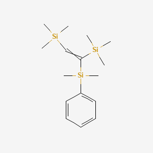 molecular formula C16H30Si3 B12595793 {1-[Dimethyl(phenyl)silyl]ethene-1,2-diyl}bis(trimethylsilane) CAS No. 877671-92-6