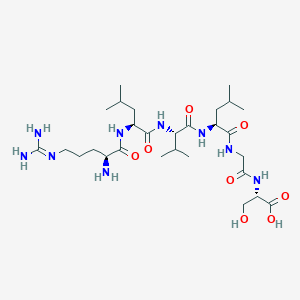 molecular formula C28H53N9O8 B12595810 L-Serine, L-arginyl-L-leucyl-L-valyl-L-leucylglycyl- CAS No. 618856-86-3