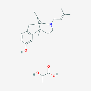 molecular formula C22H33NO4 B1259593 1,13-Dimethyl-10-(3-methylbut-2-enyl)-10-azatricyclo[7.3.1.02,7]trideca-2(7),3,5-trien-4-ol;2-hydroxypropanoic acid 