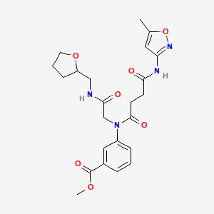 molecular formula C23H28N4O7 B12595952 Benzoic acid, 3-[[4-[(5-methyl-3-isoxazolyl)amino]-1,4-dioxobutyl][2-oxo-2-[[(tetrahydro-2-furanyl)methyl]amino]ethyl]amino]-, methyl ester (9CI) CAS No. 602322-37-2