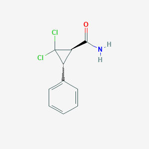 molecular formula C10H9Cl2NO B12596224 Cyclopropanecarboxamide, 2,2-dichloro-3-phenyl-, (1R,3R)- CAS No. 646995-54-2