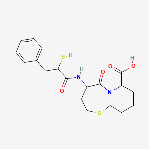 molecular formula C19H24N2O4S2 B1259632 5-Oxo-4-[(3-phenyl-2-sulfanylpropanoyl)amino]-2,3,4,7,8,9,10,10a-octahydropyrido[2,1-b][1,3]thiazepine-7-carboxylic acid 