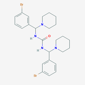 molecular formula C25H32Br2N4O B12596497 Urea, N,N'-bis[(3-bromophenyl)-1-piperidinylmethyl]- CAS No. 649740-15-8