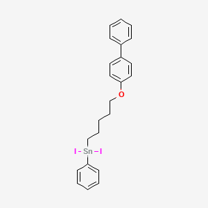 molecular formula C23H24I2OSn B12596509 {5-[([1,1'-Biphenyl]-4-yl)oxy]pentyl}(diiodo)phenylstannane CAS No. 648930-69-2