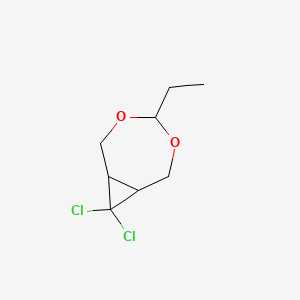 molecular formula C8H12Cl2O2 B12596519 3,5-Dioxabicyclo[5.1.0]octane, 8,8-dichloro-4-ethyl- CAS No. 651035-93-7