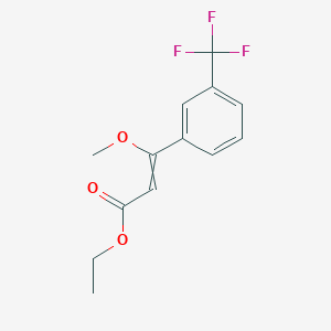 molecular formula C13H13F3O3 B12596549 Ethyl 3-methoxy-3-[3-(trifluoromethyl)phenyl]prop-2-enoate CAS No. 635324-51-5