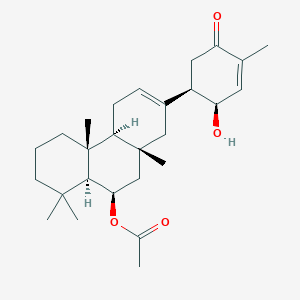 molecular formula C27H40O4 B1259657 [(4aS,4bR,8aS,9R,10aR)-2-[(1R,2R)-2-hydroxy-4-methyl-5-oxocyclohex-3-en-1-yl]-4b,8,8,10a-tetramethyl-4,4a,5,6,7,8a,9,10-octahydro-1H-phenanthren-9-yl] acetate 