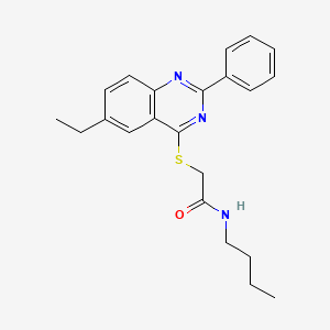 molecular formula C22H25N3OS B12596611 N-Butyl-2-[(6-ethyl-2-phenyl-4-quinazolinyl)sulfanyl]acetamide 