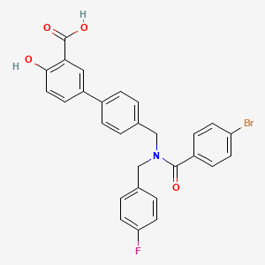 molecular formula C28H21BrFNO4 B12596619 [1,1'-Biphenyl]-3-carboxylic acid, 4'-[[(4-bromobenzoyl)[(4-fluorophenyl)methyl]amino]methyl]-4-hydroxy- 