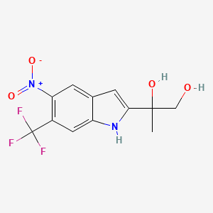 molecular formula C12H11F3N2O4 B12596661 2-[5-Nitro-6-(trifluoromethyl)-1H-indol-2-yl]propane-1,2-diol CAS No. 915717-43-0