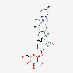 molecular formula C34H57NO7 B1259680 (3S,4aS,6aS,6bR,9R,10R,10aS,11aS,11bR)-9-[(1S)-1-[(2R,5S)-1,5-dimethylpiperidin-2-yl]ethyl]-10,11b-dimethyl-3-[(2R,3R,4S,5S,6R)-3,4,5-trihydroxy-6-(hydroxymethyl)oxan-2-yl]oxy-2,3,4,4a,6,6a,6b,7,8,9,10,10a,11,11a-tetradecahydro-1H-benzo[a]fluoren-5-one 