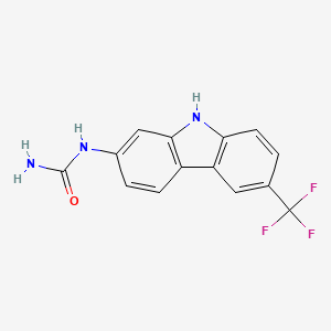 molecular formula C14H10F3N3O B12596818 Urea, [6-(trifluoromethyl)-9H-carbazol-2-yl]- CAS No. 872604-28-9