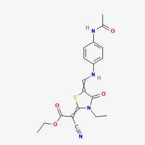 Ethyl {5-[(4-acetamidoanilino)methylidene]-3-ethyl-4-oxo-1,3-thiazolidin-2-ylidene}(cyano)acetate