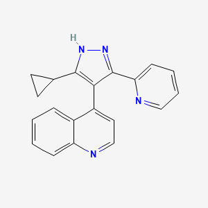 molecular formula C20H16N4 B12596911 4-(5-cyclopropyl-3-(pyridin-2-yl)-1H-pyrazol-4-yl)quinoline CAS No. 607737-94-0