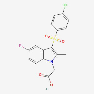 molecular formula C17H13ClFNO4S B12596937 2-[3-(4-Chlorophenyl)sulfonyl-5-fluoro-2-methylindol-1-yl]acetic acid CAS No. 646515-59-5