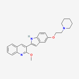 molecular formula C25H27N3O2 B12596984 Quinoline, 2-methoxy-3-[5-[2-(1-piperidinyl)ethoxy]-1H-indol-2-yl]- CAS No. 616882-53-2