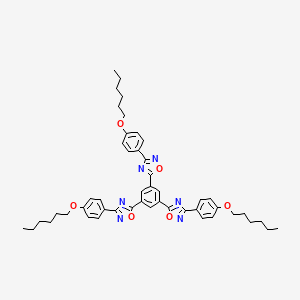 molecular formula C48H54N6O6 B12597053 5,5',5''-(Benzene-1,3,5-triyl)tris{3-[4-(hexyloxy)phenyl]-1,2,4-oxadiazole} CAS No. 875773-48-1