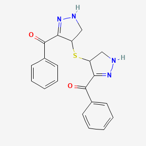 molecular formula C20H18N4O2S B12597099 Methanone, [thiobis(4,5-dihydro-1H-pyrazole-4,3-diyl)]bis[phenyl- CAS No. 648891-57-0