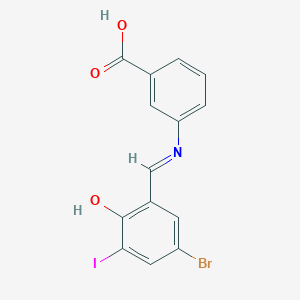 3-{[(3-Bromo-5-iodo-6-oxocyclohexa-2,4-dien-1-ylidene)methyl]amino}benzoic acid