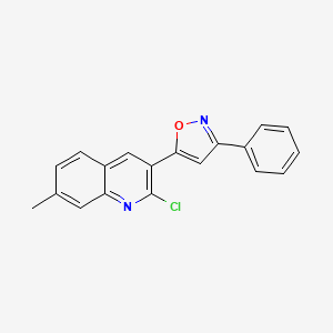 molecular formula C19H13ClN2O B12597301 Quinoline, 2-chloro-7-methyl-3-(3-phenyl-5-isoxazolyl)- CAS No. 650637-48-2