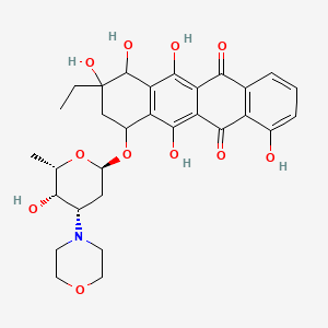 molecular formula C30H35NO11 B1259731 9-Ethyl-4,6,9,10,11-pentahydroxy-7-[(2R,4S,5S,6S)-5-hydroxy-6-methyl-4-morpholin-4-yloxan-2-yl]oxy-8,10-dihydro-7H-tetracene-5,12-dione 