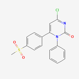 molecular formula C17H13ClN2O3S B12597319 2(1H)-Pyrimidinone, 4-chloro-6-[4-(methylsulfonyl)phenyl]-1-phenyl- CAS No. 651316-46-0