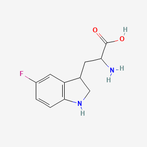 molecular formula C11H13FN2O2 B1259732 2-amino-3-(5-fluoro-2,3-dihydro-1H-indol-3-yl)propanoic acid 