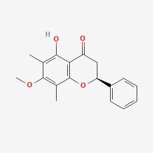 molecular formula C18H18O4 B1259736 (2S)-5-hydroxy-7-methoxy-6,8-dimethylflavanone 