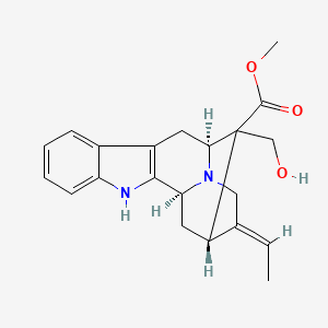 molecular formula C21H24N2O3 B1259740 methyl (1S,12S,14S,15E)-15-ethylidene-13-(hydroxymethyl)-3,17-diazapentacyclo[12.3.1.02,10.04,9.012,17]octadeca-2(10),4,6,8-tetraene-13-carboxylate 