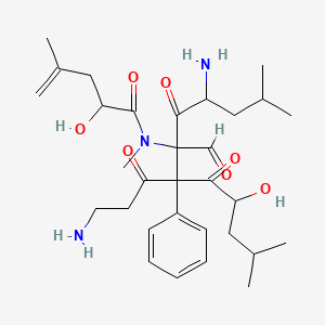 molecular formula C31H47N3O7 B1259747 N-[4-amino-7-(3-aminopropanoyl)-6-formyl-9-hydroxy-2,11-dimethyl-5,8-dioxo-7-phenyldodecan-6-yl]-2-hydroxy-N,4-dimethylpent-4-enamide 