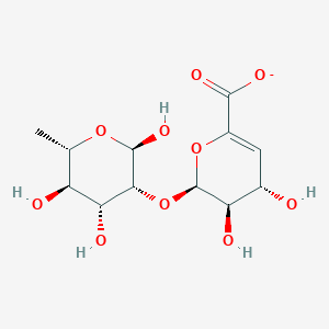 molecular formula C12H17O10- B1259756 2-O-(4-deoxy-beta-L-threo-hex-4-enopyranuronosyl)-alpha-L-rhamnopyranose(1-) 