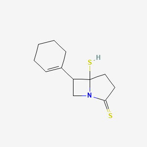 molecular formula C12H17NS2 B12597694 6-(Cyclohex-1-en-1-yl)-5-sulfanyl-1-azabicyclo[3.2.0]heptane-2-thione CAS No. 651043-99-1