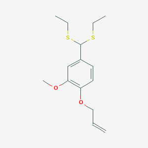 molecular formula C15H22O2S2 B12597819 4-[Bis(ethylsulfanyl)methyl]-2-methoxy-1-[(prop-2-en-1-yl)oxy]benzene CAS No. 609368-34-5