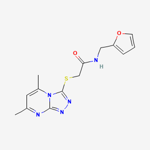 molecular formula C14H15N5O2S B12597848 2-[(5,7-Dimethyl[1,2,4]triazolo[4,3-a]pyrimidin-3-yl)sulfanyl]-N-(2-furylmethyl)acetamide 