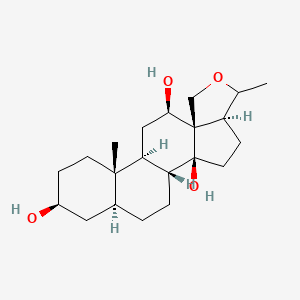 molecular formula C21H34O4 B1259785 Pregnane-3,12,14-triol, 18,20-epoxy-, (3beta,5alpha,12beta,14beta)- CAS No. 10111-82-7