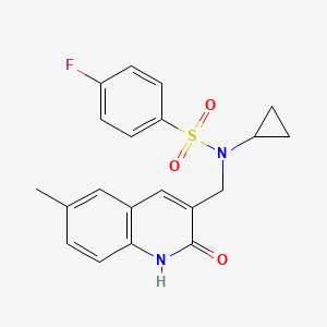 N-cyclopropyl-4-fluoro-N-[(6-methyl-2-oxo-1H-quinolin-3-yl)methyl]benzenesulfonamide