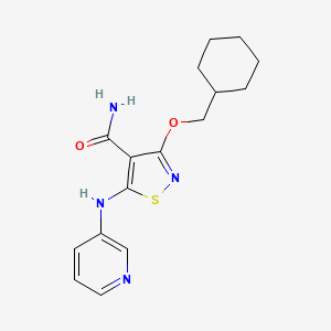 molecular formula C16H20N4O2S B12597974 4-Isothiazolecarboxamide, 3-(cyclohexylmethoxy)-5-(3-pyridinylamino)- CAS No. 651305-37-2