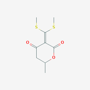 molecular formula C9H12O3S2 B12598025 3-[Bis(methylsulfanyl)methylidene]-6-methyloxane-2,4-dione CAS No. 626244-80-2