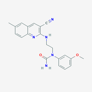 molecular formula C21H21N5O2 B12598033 N-{2-[(3-Cyano-6-methylquinolin-2-yl)amino]ethyl}-N-(3-methoxyphenyl)urea CAS No. 606105-32-2