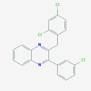 molecular formula C21H13Cl3N2 B12598132 Quinoxaline, 2-(3-chlorophenyl)-3-[(2,4-dichlorophenyl)methyl]- CAS No. 649739-78-6