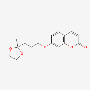 molecular formula C16H18O5 B12598297 2H-1-Benzopyran-2-one, 7-[3-(2-methyl-1,3-dioxolan-2-yl)propoxy]- CAS No. 649559-19-3