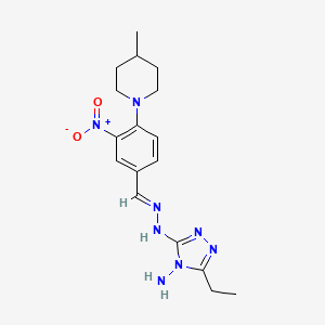 molecular formula C17H24N8O2 B1259845 4-(4-methylpiperidin-1-yl)-3-nitrobenzaldehyde (4-amino-5-ethyl-4H-1,2,4-triazol-3-yl)hydrazone 