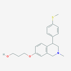 molecular formula C20H25NO2S B12598498 3-({2-Methyl-4-[4-(methylsulfanyl)phenyl]-1,2,3,4-tetrahydroisoquinolin-7-yl}oxy)propan-1-ol CAS No. 892405-37-7