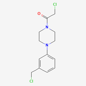 molecular formula C13H16Cl2N2O B12598512 2-Chloro-1-{4-[3-(chloromethyl)phenyl]piperazin-1-yl}ethan-1-one CAS No. 915373-79-4